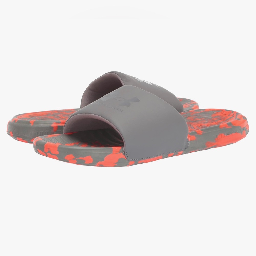 Under Armour Slides in Orange and Gray